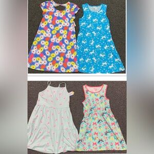 Girls' Floral & Butterfly Summer Dress Bundle - Blue, Turquoise, Pink, White